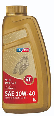Моторное масло LUXE 10W-40 API SJ JASO MA-2 Super 4-х тактное полусинтетическое 1л
